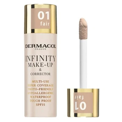 Image of Dermacol Infinity make up and corrector, Multi use, Super coverage, Photo friendly,Hypoallergenic,Waterproof, Touch proof, SPF 15, 01, Fair