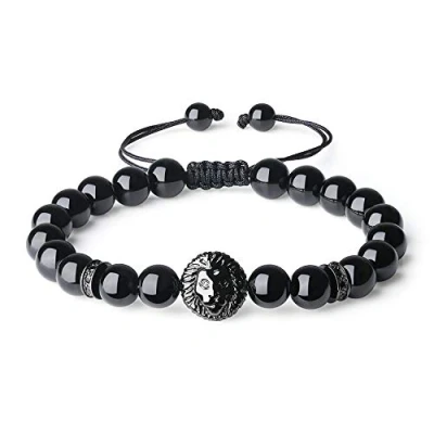 Image of COAI Lion Jewelry Stone Beaded Black Tourmaline Bracelet