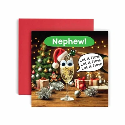 Image of Huxters Christmas Cards for Men Let it Flow Funny Card him Nephew Day Best Friend Fun Happy 14.8cm (Nephew)