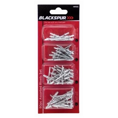 Image of 80pc Blind Rivets Set 4 Sizes By Blackspur