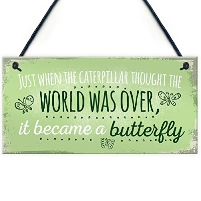 Image of RED OCEAN Became A Butterfly Quote Hanging Plaque SummerHouse Sign Garden Shed Mum Nan Beautiful Home Gift