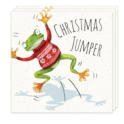 Image of Twizler Funny Christmas Cards Pack of 3 Frog Jumper Design Merry Xmas Multipack