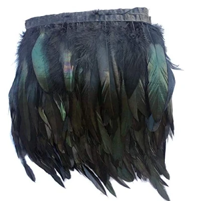 Image of Sowder Rooster Hackle Feather Fringe Trim 5 7&quot; in Width Pack of Yards(Black)
