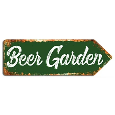 Image of wtf Beer Garden Metal Wall Sign Arrow Plaque Art Inspirational (Green)