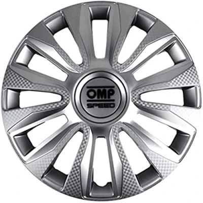 Image of OMP SPEED SET 4 HUBCAPS MAGNUM SILVER/CARBON 13 INCHES