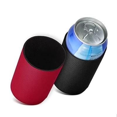 Image of kwmobile Set of 2 Neoprene Can Coolers Compatible with 330ml / 355ml Keep Beer Soda Soft Drinks Cool Black/Red