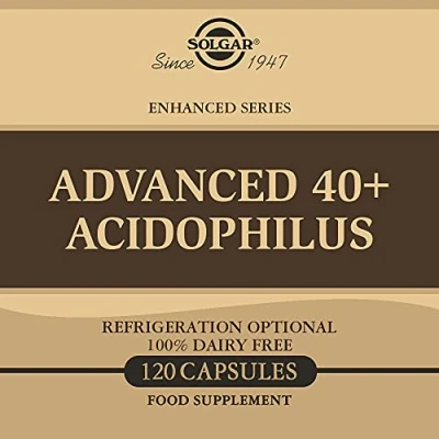 Image of Solgar Advanced 40+ Acidophilus Vegetable Capsules Pack of 120 For People Aged 40+, With LA 5 and BB 12 Maintains Healthy Bacteria Levels