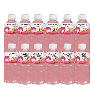 Image of MOGU Lychee Juice Litchi Jelly Drink Enriched with Vitamin D Nata De Coco Texture Refreshing Taste No Added Preservatives and Colours 320G (Pack of 24)
