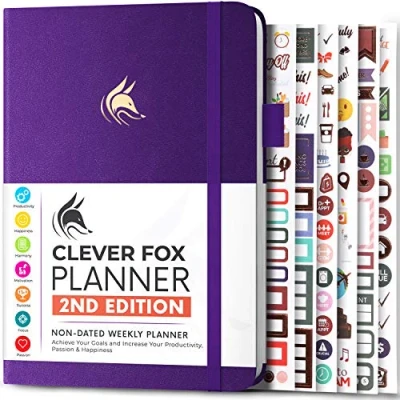 Image of Clever Fox Planner 2nd Edition Colorful Weekly &amp; Monthly Goal Planner, Time Management Productivity Organizer, Undated, A5 (Purple)