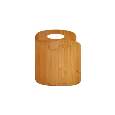 Image of Karaca Defne Bamboo Chopping Board Set 2 Piece Wooden Cutting for Kitchen, Large and Small