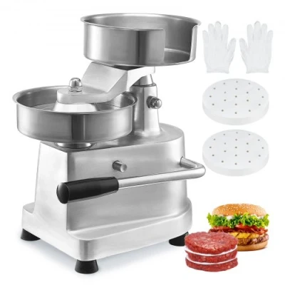 Image of VEVOR Commercial Burger Patty Maker, 150mm/6inch Hamburger Beef Heavy Duty Food Grade Stainless Steel Bowl Press Machine, Kitchen Meat Forming Processor with 1000 Pcs Papers