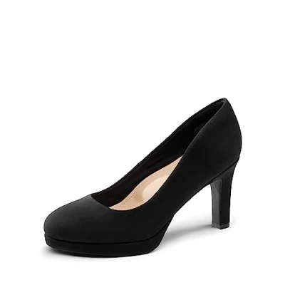 Image of DREAM PAIRS Women&#039;s Close Toe Low Heels Platform Pump Comfortable Office Work Dress Shoes for Women SDPU2365W,Size 7.5,Black Nubuck,SDPU2365W