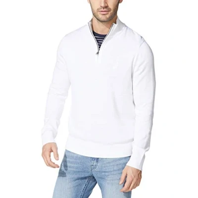 Image of Nautica Men&#039;s Quarter Zip Sweater, Bright White, Large