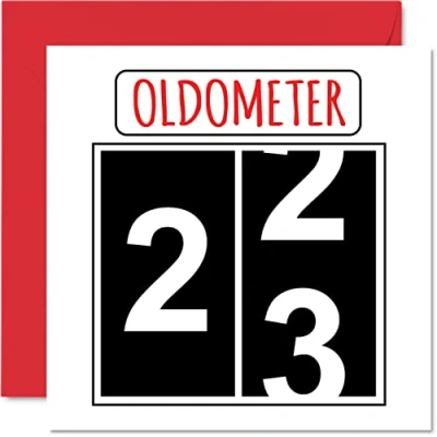 Image of Fun 23rd Birthday Cards for Men Woman Oldometer Happy Card Son Daughter Brother Sister Grandson Granddaughter Niece Nephew Uncle, 145mm x Greeting Cards,