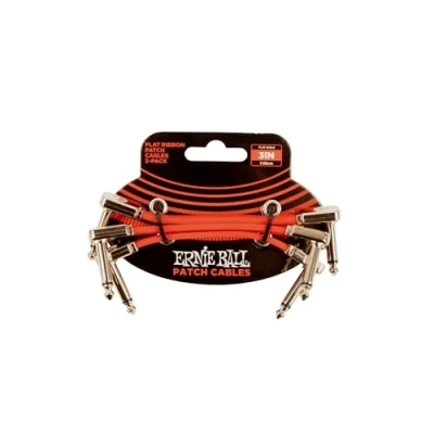 Image of Ernie Ball 3&quot; Flat Ribbon Patch Cable 3 Pack Red