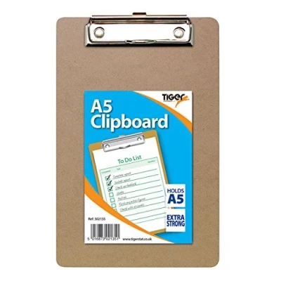 Image of 2x A5 Tiger Wooden Masonite Clipboard with Hanging Hole