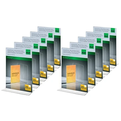 Image of SIGEL TA220 Sign Holder, upright, for A4, double sided presentation, uv resistant acrylic, transparent, 10 Pieces