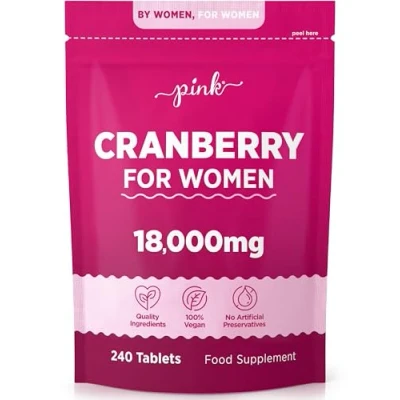 Image of Cranberry Capsules 45,000mg for Urinary Infections 240 High Strength with Vitamin C by Pink