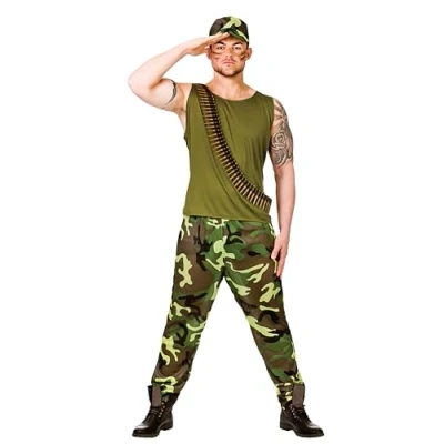 Image of Wicked Costumes Mens Army Soldier Fancy Dress Costume Medium