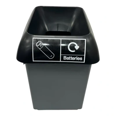 Image of Chabrias 30 Litre Black Lid &amp; Battery Logo Recycling Bin UK Made 100% Recycled Plastic Colour Coded Simpler Options