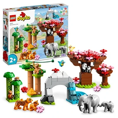 Image of LEGO 10974 DUPLO Wild Animals of Asia, Bricks Set with Panda &amp; Elephant Baby Animal Toy Figures plus Sounds, Toys for Toddlers, Girls Boys Age 2 5