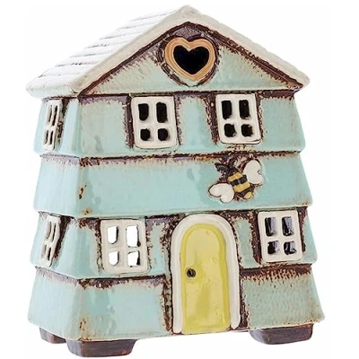 Image of Village Pottery Aqua Blue Beehive House Tealight Holder
