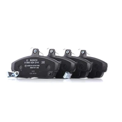 Image of GBP90313, GBP90315, GBP90315AF, GBP90324, GBP90324AF Brake pad set BOSCH 0 986 424 214 Low Metallic with integrated wear sensor anti squeak plate