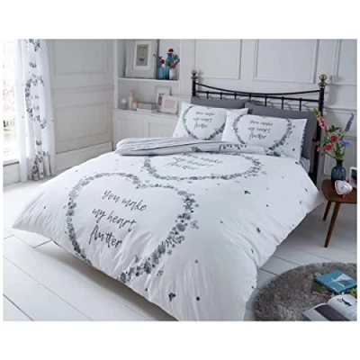 Image of GC GAVENO CAVAILIA Luxury Geometric Duvet cover, Floral Bedding Quilt Set, Polycotton Bed Covers, Grey, Single