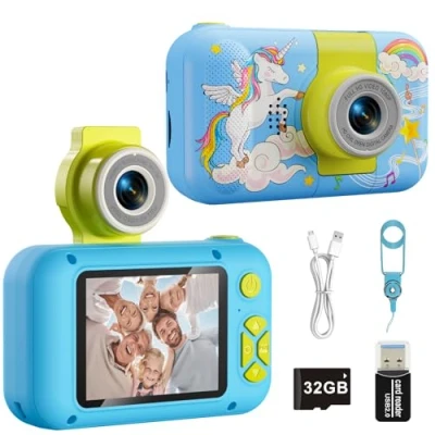 Image of Kids Camera Toys for 3 4 5 6 7 8 9 10 11 12 Year Old Girls/Boys,Kids Digital Toddler,Christmas Birthday Festival Gifts Kids,Video Selfie with 32GB TF Card