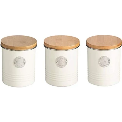 Image of Typhoon Living Cream Set of Tea Coffee Sugar Storage Jar Canister Tin Box