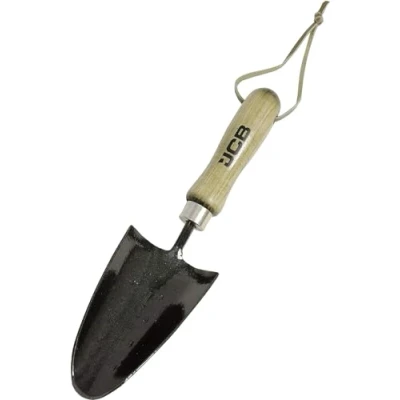 Image of JCB Heritage High Carbon Steel Forged Hand Trowel, 80 x 170 mm Blade, Ash Wood Handle Versatile Garden Tool for Professionals and Home Gardeners.