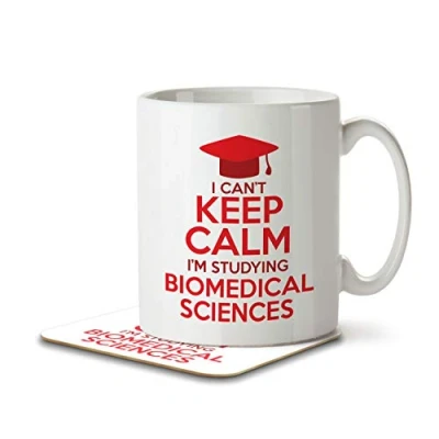 Image of The Inky Penguin I Can&#039;t Keep Calm I&#039;m Studying Biomedical Sciences Student Mug and Coaster, Ceramic, 11fl. oz.