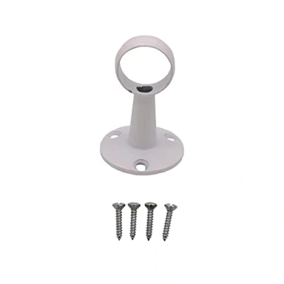 Image of EAI White Wardrobe Rail Drop Centre Support Brackets for Round Tube 25mm