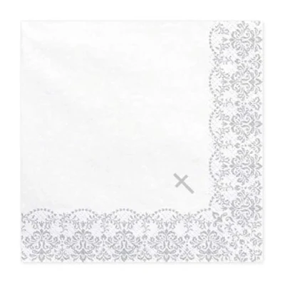 Image of Napkins First Communion Ornament, 33x33cm, Silver (1 pkt / 20 pc.) PDSP33 64 018
