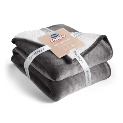 Image of Silentnight Snugsie Giant Blanket Fleece Throw Plush Super Sized with Warm Sherpa Inside Reversible for Whole Family Sofa Couch Bed 240 x 180cm (Charcoal, 270 230cm)