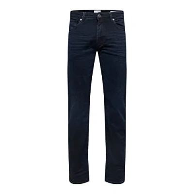 Image of SELECTED HOMME Men&#039;s Slhstraight Scott 24601 Bb St JNS W Noos Jeans, Blue Black Denim, 34 W/32 L
