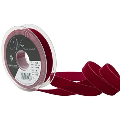 Image of Berisfords Velvet Ribbon, Dark Red, 10.2 x 2.1 cm