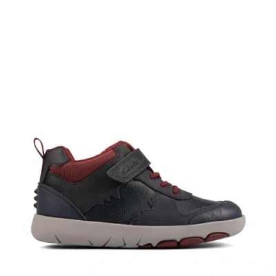 Image of Clarks Boys Rex Park T Sneaker, Navy Leather, 5 UK Child