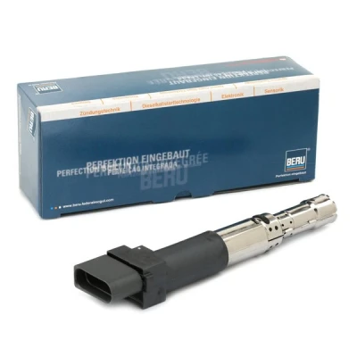 Image of 0040102032 Ignition coil BERU ZSE032 4 pin connector 12V spark Spring 1 Type SAE, incl. plug 18cm AUDI: A4 B8 Saloon