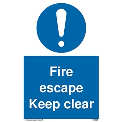 Image of Pack of five fire escape keep clear Sign 100x150mm A6P