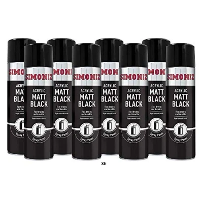 Image of Simoniz Acrylic Matt Black Spray Paint 8x 500ml