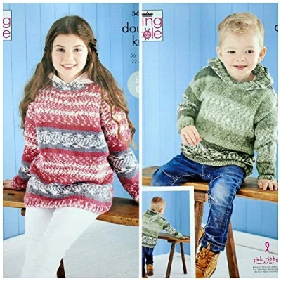 Image of Knitting Pattern Childrens Long Sleeve Jumper and Hoodie in Fjord DK 5650 King Cole