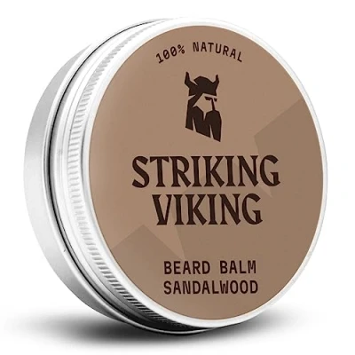 Image of Striking Viking Beard Balm Mustache &amp; Conditioner Wax With Shea Butter Tea Tree Argan Jojoba Oils Sandalwood Men&#039;s Moustache Moisturiser Men Oil