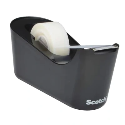 Image of Scotch Tape Dispenser C18, Black + Magic Invisible Tape, 1 Roll 19 mm x 33 m Ideal For School, Home And Office