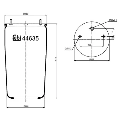 Image of 550011280 Boot, air suspension FEBI BILSTEIN 44635