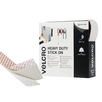 Image of VELCRO Brand Heavy Duty Stick On Superior Holding Power Indoors &amp; Outdoor Use 50mm x 5m Tape White