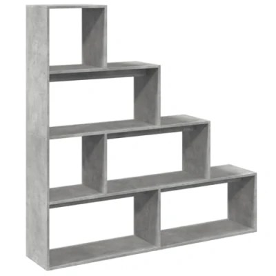 Image of vidaXL 4 Tier Room Divider Bookcase Bookshelf Concrete Grey Engineered Wood 143.5x29x143.5 cm Modern Style