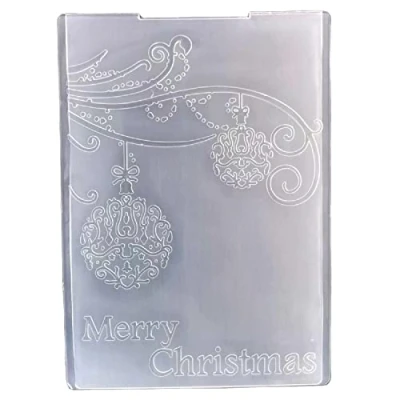 Image of Merry Christmas Decoration Ball Embossing Folder for Card Making Floral DIY Plastic Scrapbooking Photo Album Paper Craft Template Mold