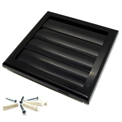 Image of Black Gravity Grille 100 mm / 4 inch External Ducting Air Vent with Round Spigot and Non Return Shutters for Kitchen Ceiling Extractor Fans Bathroom Ventilation Duct Fan Cover