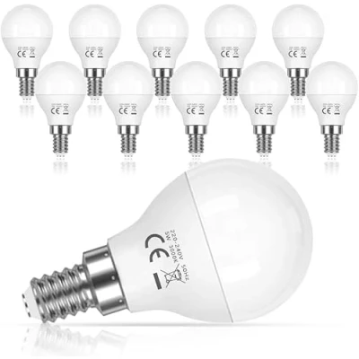 Image of UYHGO E14 LED Light Bulb, 5W P45 SES Bulbs, 40W Incandescent Equivalent, 450LM, Warm White 3000K, Non Dimmable, Golf Ball Bulb for Living Room, Kitchen, 10 Pack